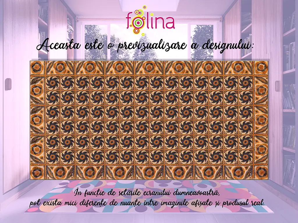 Covor antiderapant pentru bucătărie, din pvc, model Corint, linoleum antiderapant la rolă de 80x158 cm