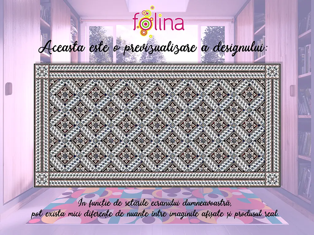 Covor PVC, cu model romburi, linoleum antiderapant la rolă de 80x490 cm