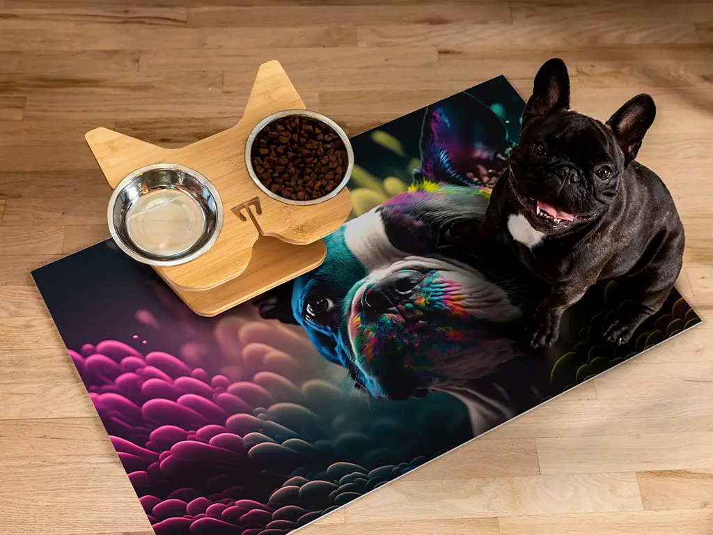 Covor antiderapant pentru animale de companie, model Frenchie, 79 x 100 cm