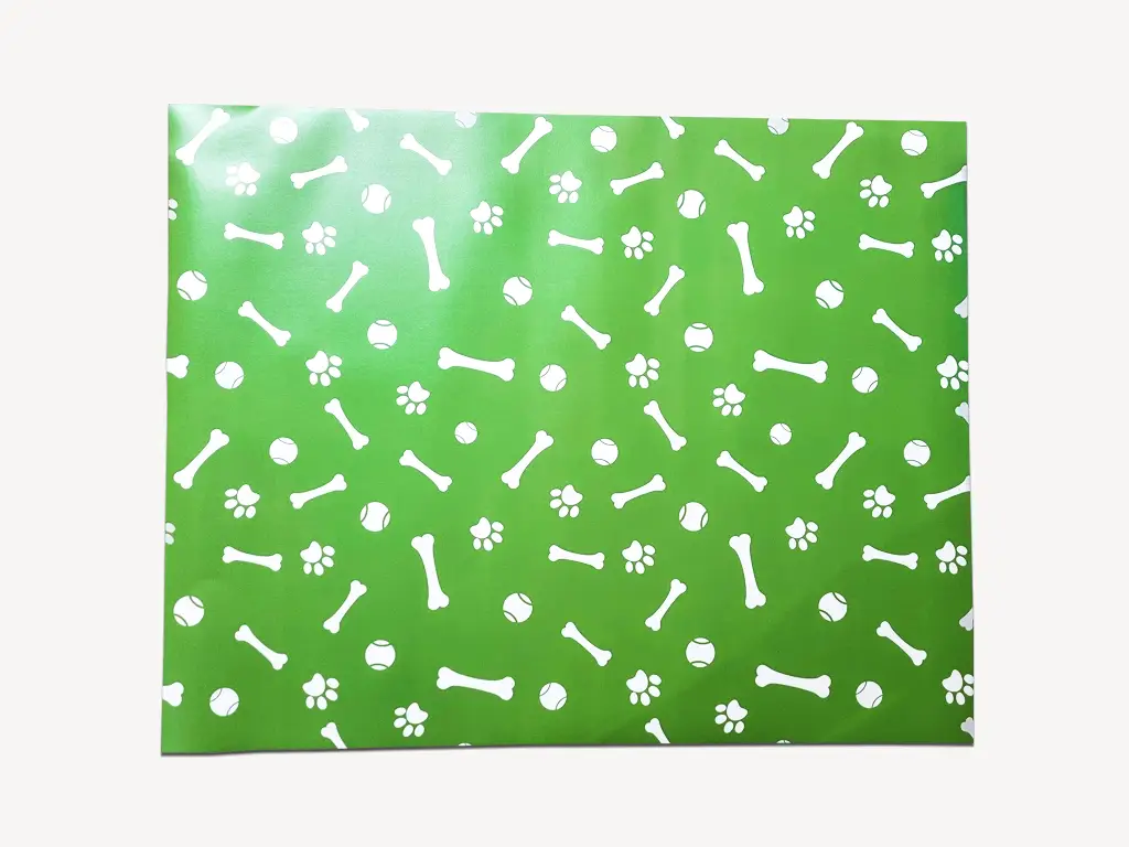 Covor antiderapant din vinil, verde cu model alb, 79 x 100 cm