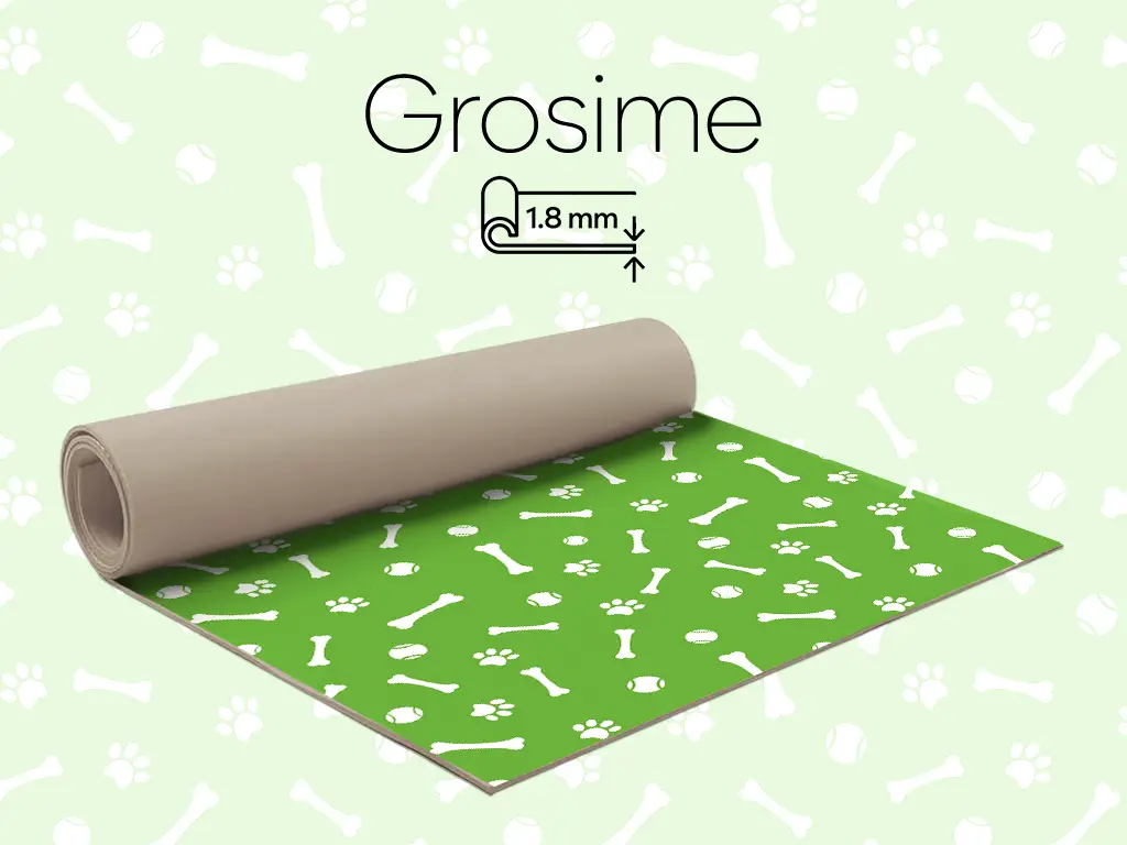 Covor antiderapant din vinil, verde cu model alb, 79 x 100 cm