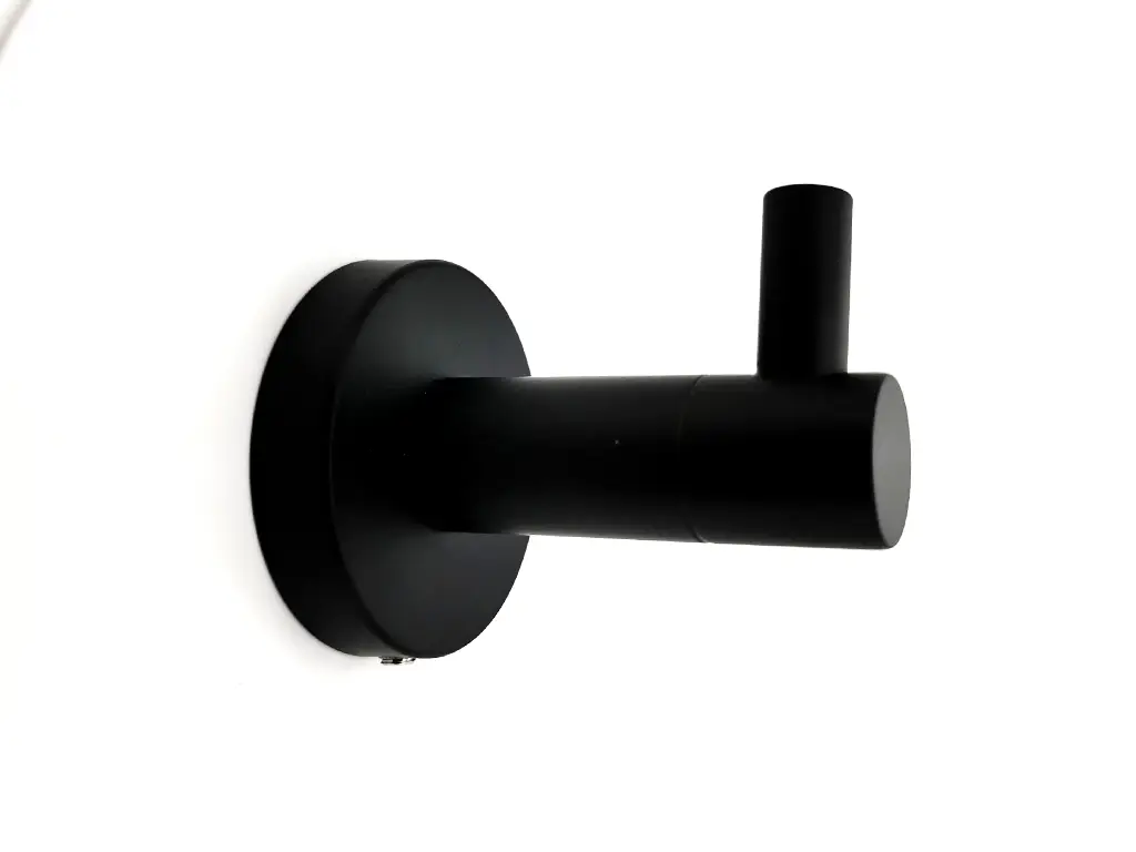 Cuier rotund, negru, suport de perete pentru halate sau prosoape, model 751541