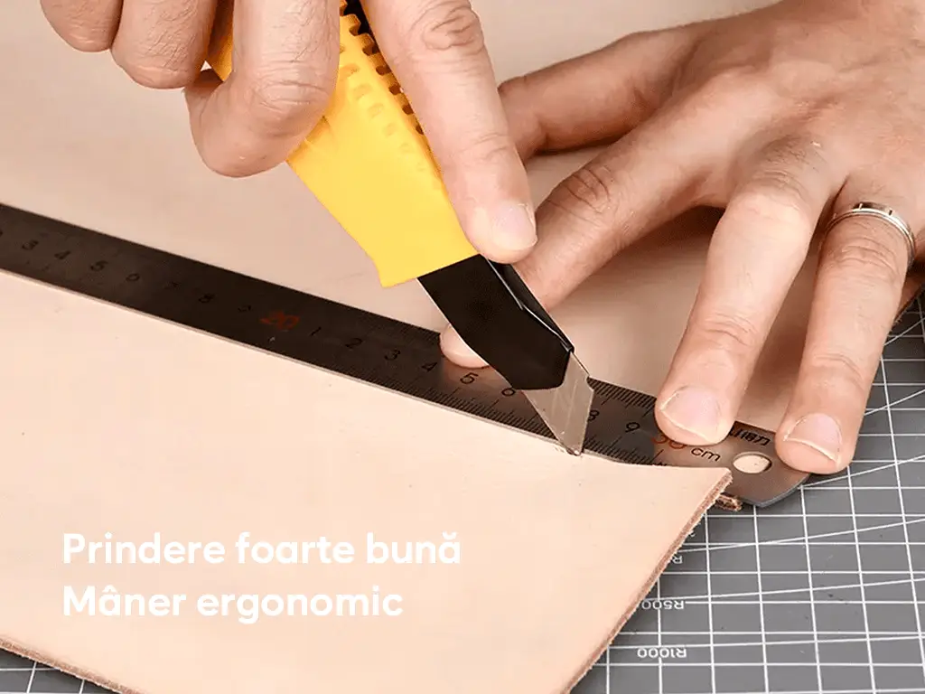 Cutter Deli DL003A cu lamă SK5 cu buton de blocare rotativ