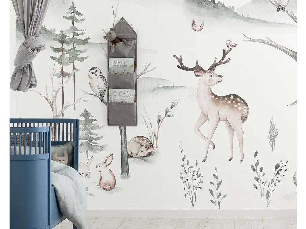Fototapet cameră copii, Komar Cozy Woods, peisaj cu animalele pădurii, 400x280 cm