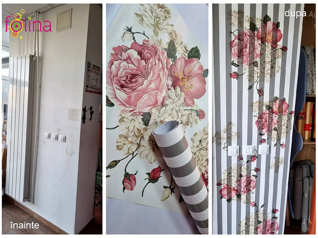 Stickere flori, Folina, decor floral bej, 75x95 cm