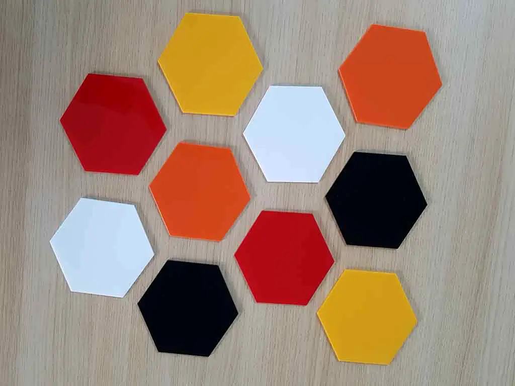 Decoraţiune hexagoane, Folina, aspect lucios, multicolor, set 10 bucăți