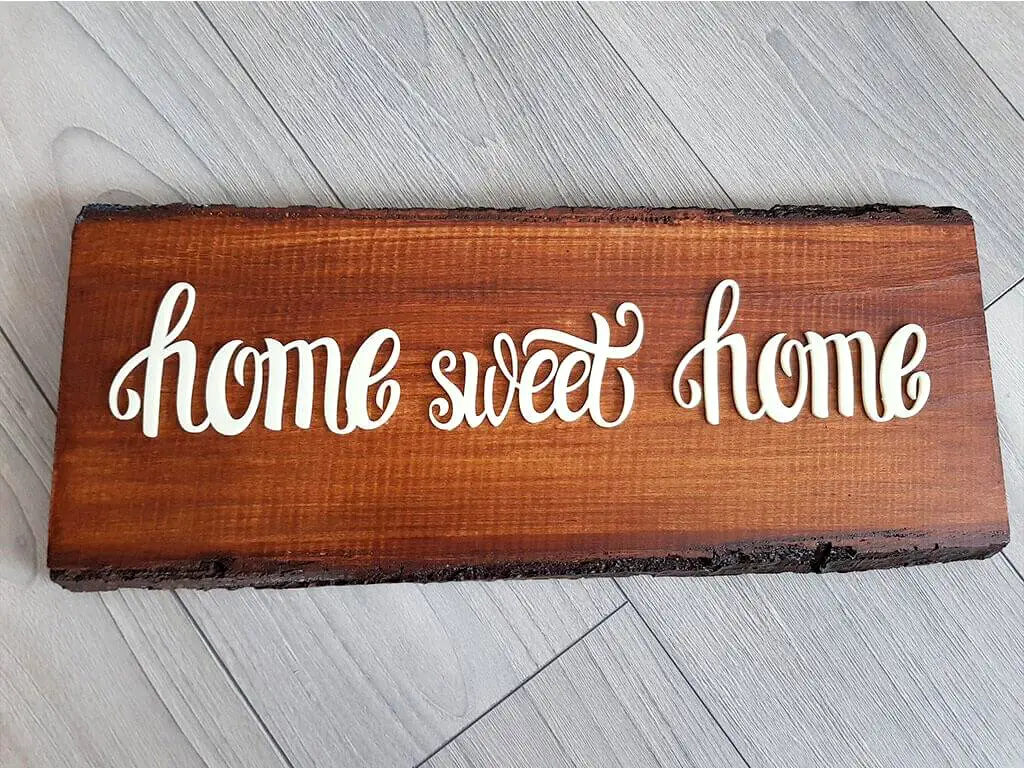 Decoraţiune din lemn şi acril bej Home sweet home