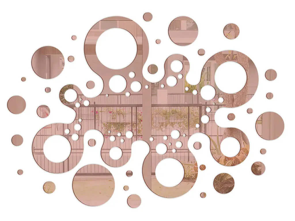 Decoraţiune perete Dante, din oglindă acrilică bronz, model geometric