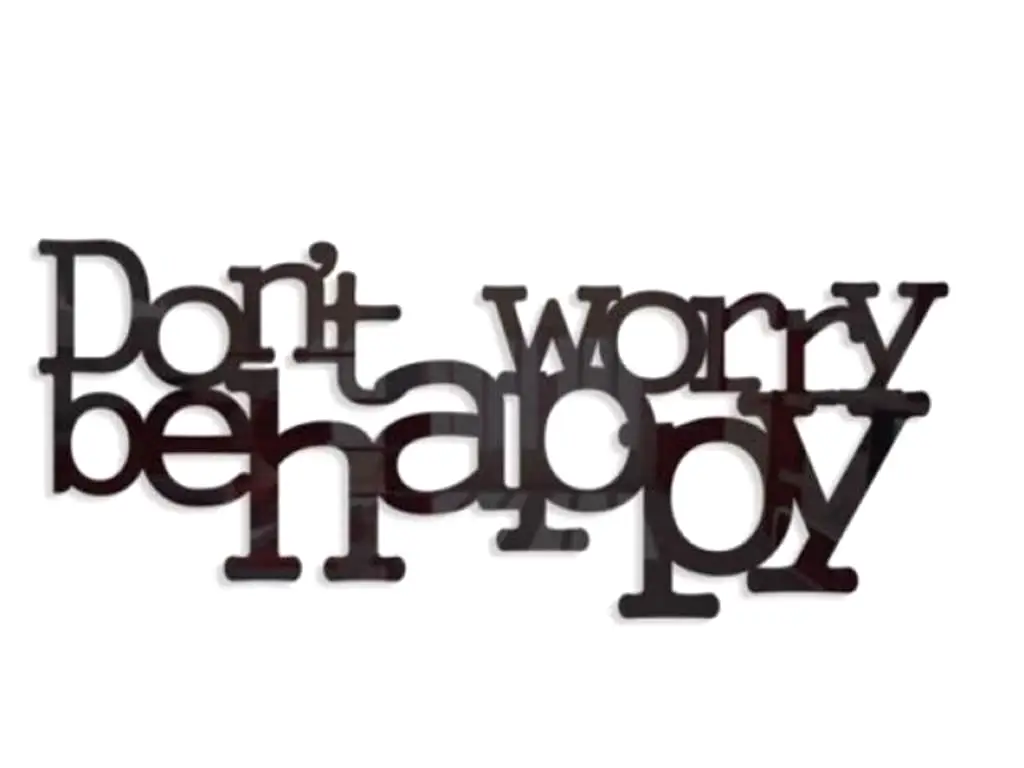 Decorațiune perete Don't worry be happy, Folina, plexiglass negru