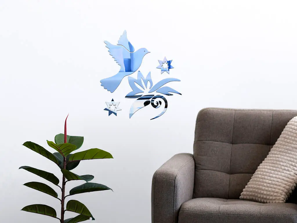 Sticker oglindă Pasăre, Folina, albastră, 50x46 cm