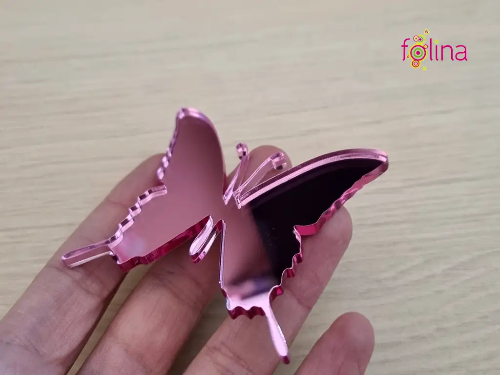 Set 13 stickere oglindă fluturi roz