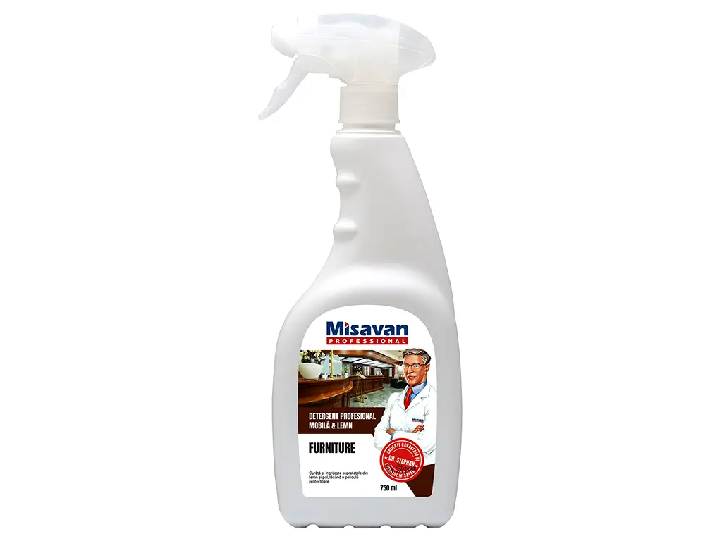 Set detergent profesional pentru mobilă și lemn Misavan Furniture 750ml si 2 lavete microfibră pentru mobilier