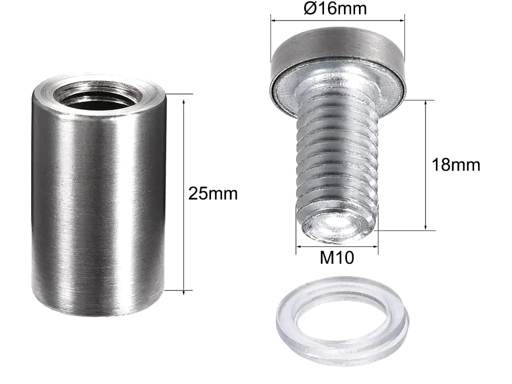 Distanţiere semnalistică, din inox argintiu, 16 x 25 mm