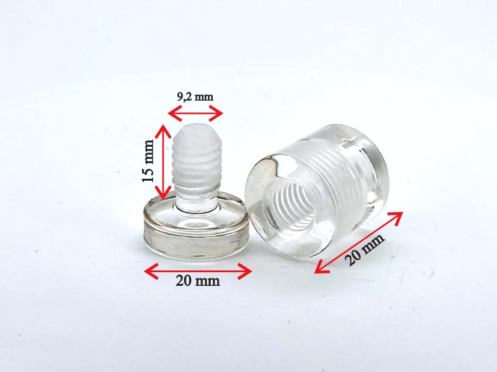 Distanțiere de semnalistică din plastic transparent 20x20mm – montare discretă și sigură