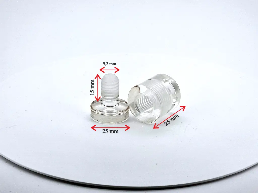 Distanțiere de semnalistică din plastic transparent 25x25mm – montare discretă și sigură