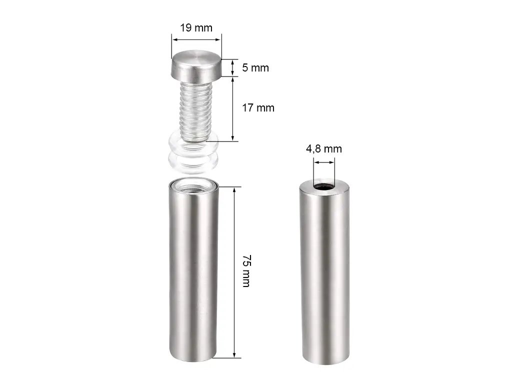 Distanţiere semnalistică din inox, Folina, 19x75 mm