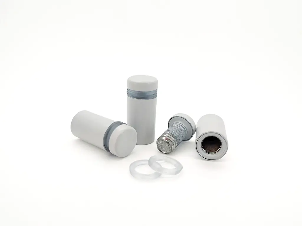 Distanţiere semnalistică albe, Folina, din inox, 12x15 mm