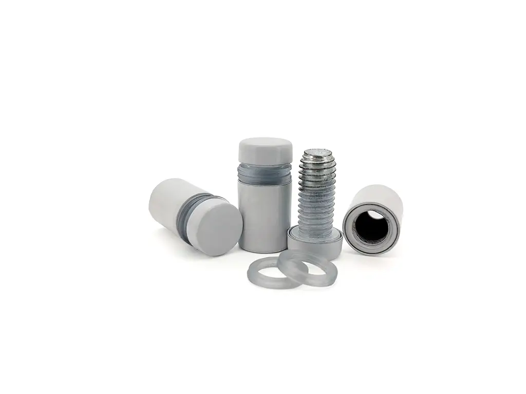 Distanţiere semnalistică albe, Folina, din inox, 16x15 mm