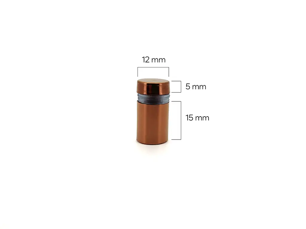 Distanțiere semnalistică culoarea cuprului, Folina, din inox, 12x15 mm