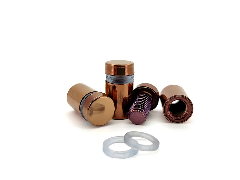 Distanțiere semnalistică culoarea cuprului, Folina, din inox, 12x15 mm