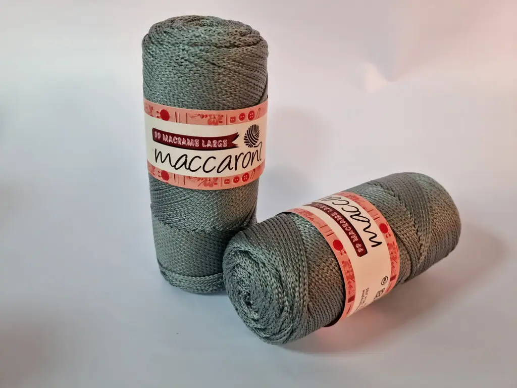 Fir macrame gri, Maccaroni PP macrame large, set 2 gheme