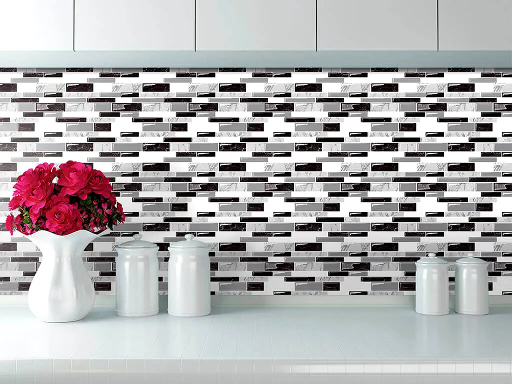 Faianţă autoadezivă 3D Smart Tiles Henan, Folina, mozaic gri, set faianță 10 bucăţi