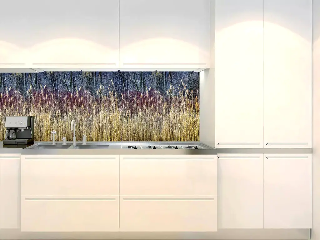 Autocolant perete bucătărie, Dimex Winter Reeds, rezistent la apă şi căldură, rolă de 60x350 cm