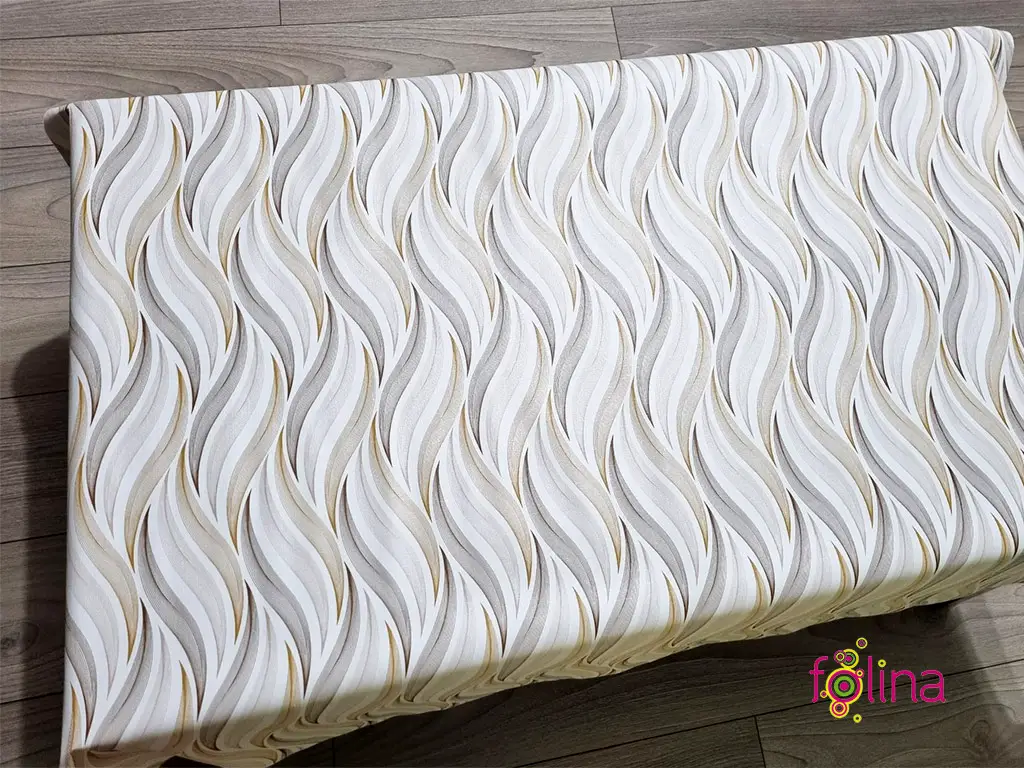 Faţă de masă impermeabilă, albă cu model elegant bej, 140 X300cm