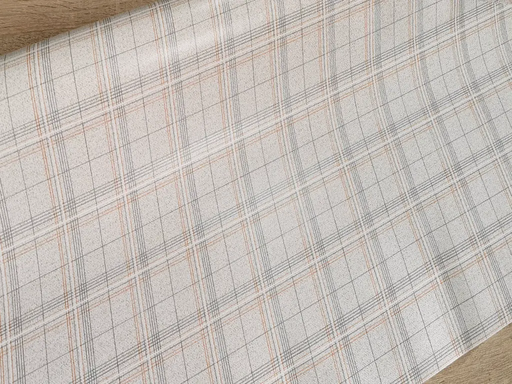 Faţă de masă impermeabilă Quadra beige, d-c-fix, bej cu linii gri, 138x130 cm