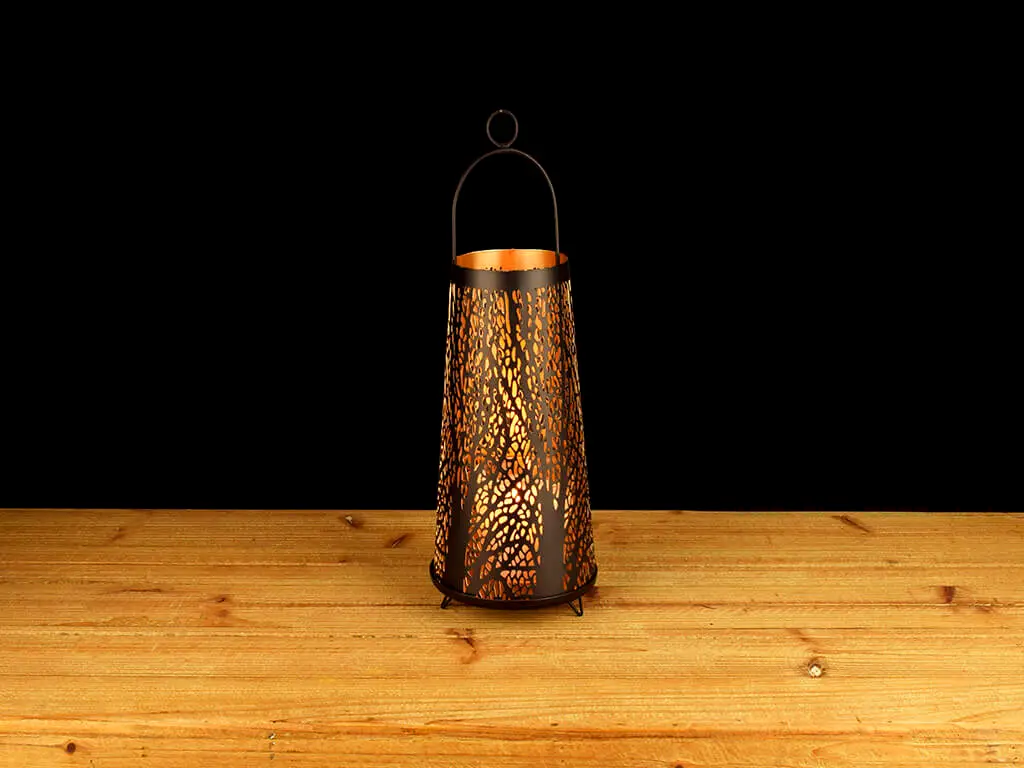 Felinar lumânare, Folina, model crengi, metalic, 33 cm înălţime
