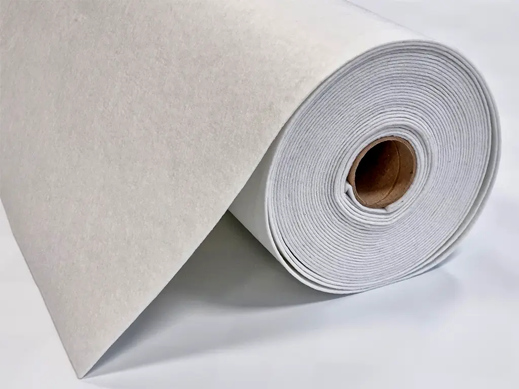 Fetru la metru, pâslă albă cu grosime de 3 mm, 100 cm lățime - produs 100% din materiale reciclate