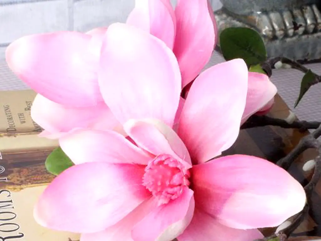 Magnolie artificială roz, 80 cm înălţime