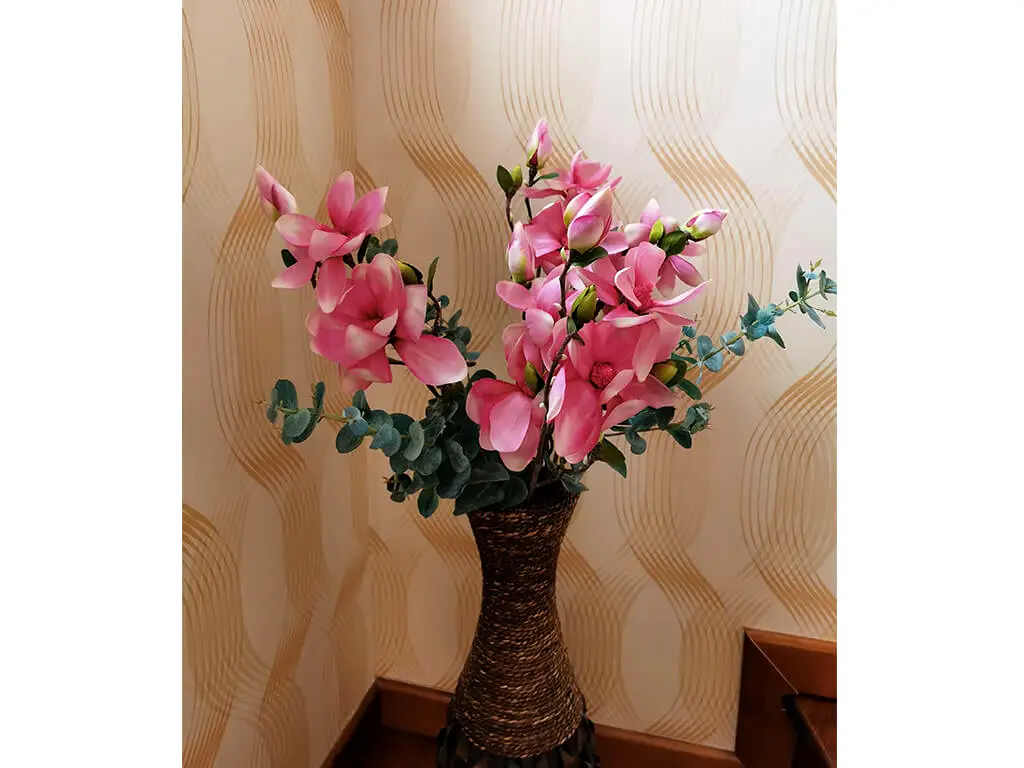 Magnolie artificială roz, 80 cm înălţime
