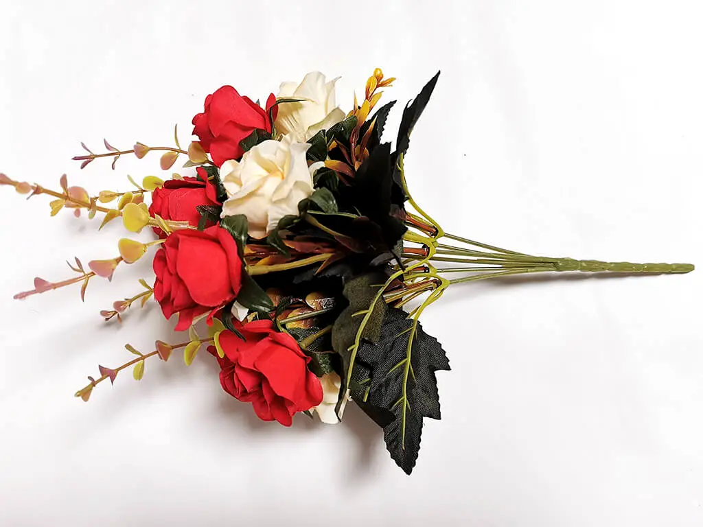 Floare artificială Minirosa roşie, 30 cm înălţime