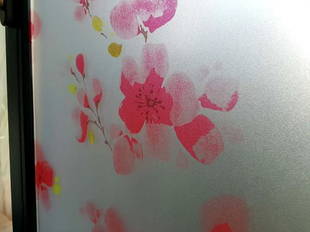 Folie geam autoadezivă flori roşii Mora