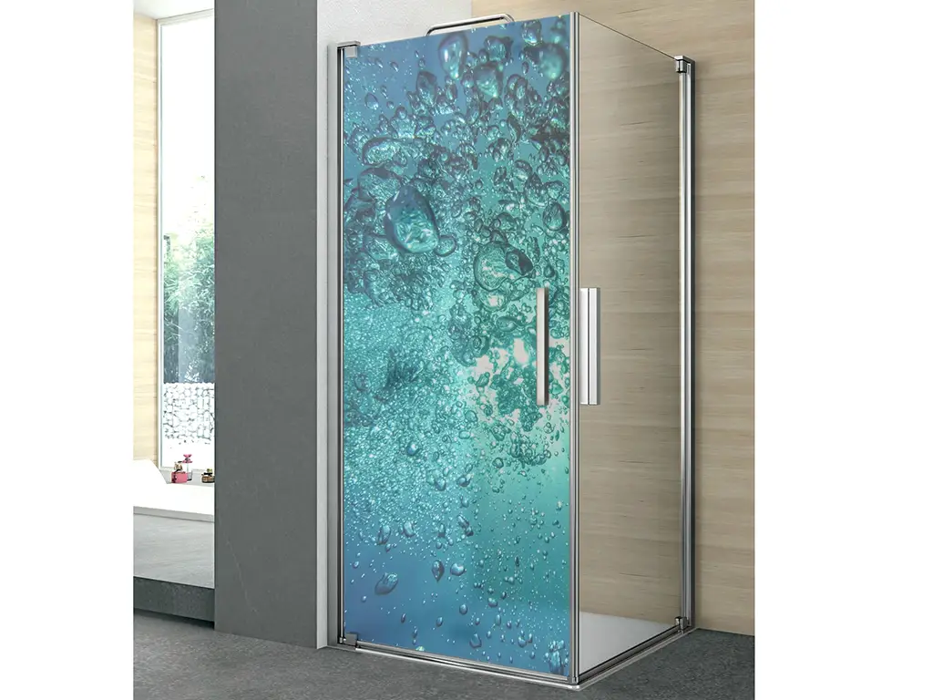 Folie cabină duş, Folina, sablare albastră, rolă de 100x210 cm