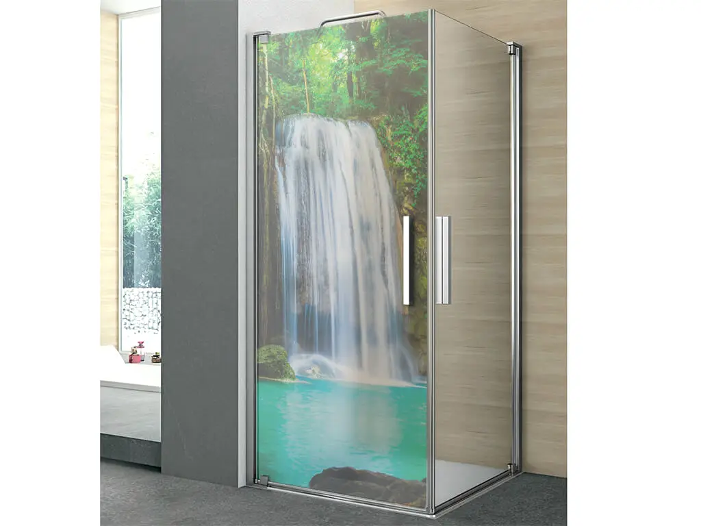 Folie cabină duş, Folina, sablare cu model cascadă tropicală, rolă de 100x210 cm
