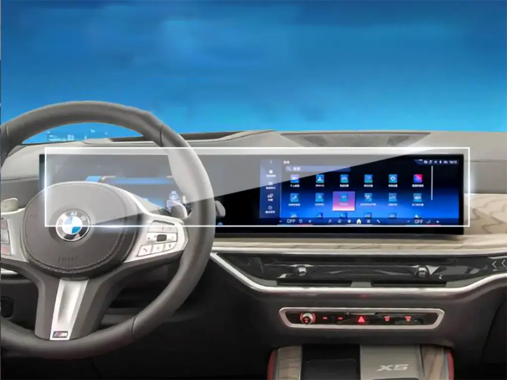 Folie de protecție din sticlă securizată pentru display navigație BMW X5, model 2022-2023