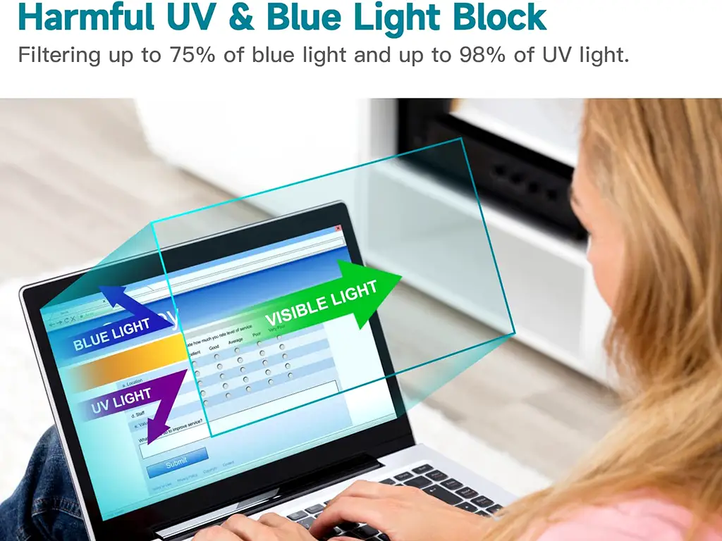 Folie de protecție care reduce lumina albastră, antiamprentă, mată, ideală și pentru display tip touch, compatibilă cu ecrane 15-16 inch