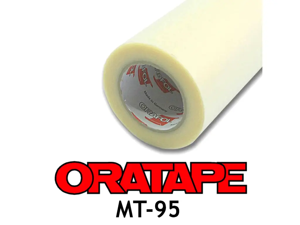 Folie de transfer transparentă Orafol MT95 cu adeziv mediu folosită pentru grafică și autocolante, rolă de 122cm lățime si 50m lungime