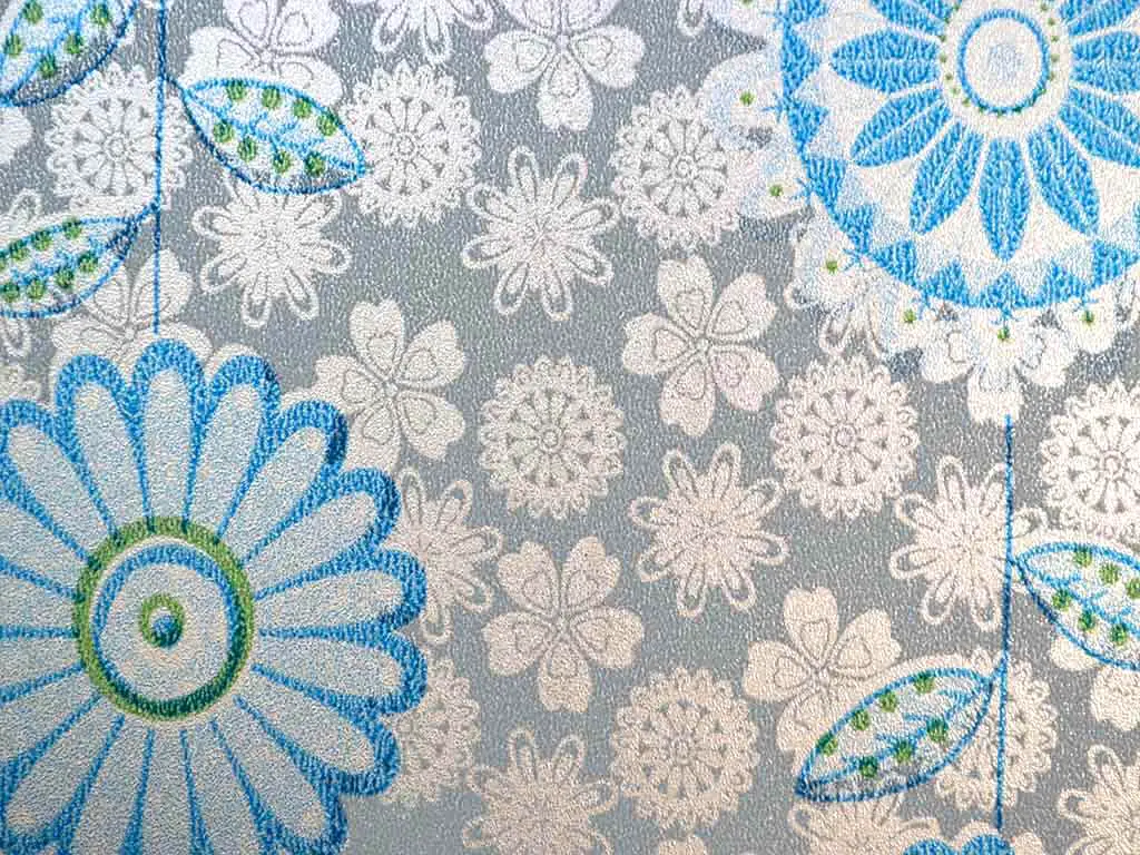 Folie geam autoadezivă Cloe, Folina, imprimeu floral albastru, rola de 90x250 cm