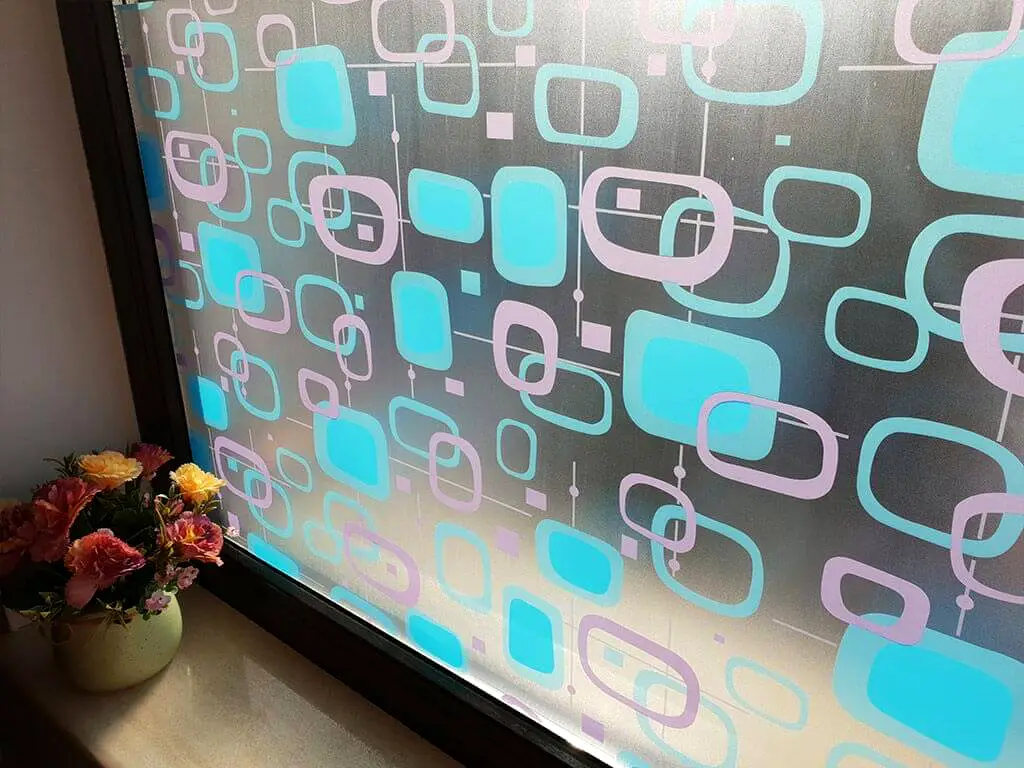 Folie geam autoadezivă Marco, Folina, imprimeu geometric, multicolor, lățime 90 cm