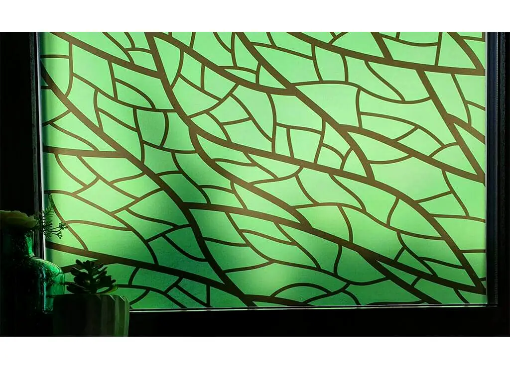Folie geam autoadezivă Bellini, Folina, model nervuri verde si negru, 100 cm lăţime