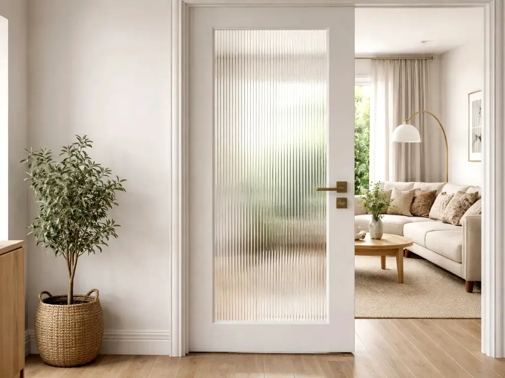 Folie geam autoadezivă cu efect sticlă canelată translucidă, 75x200 cm