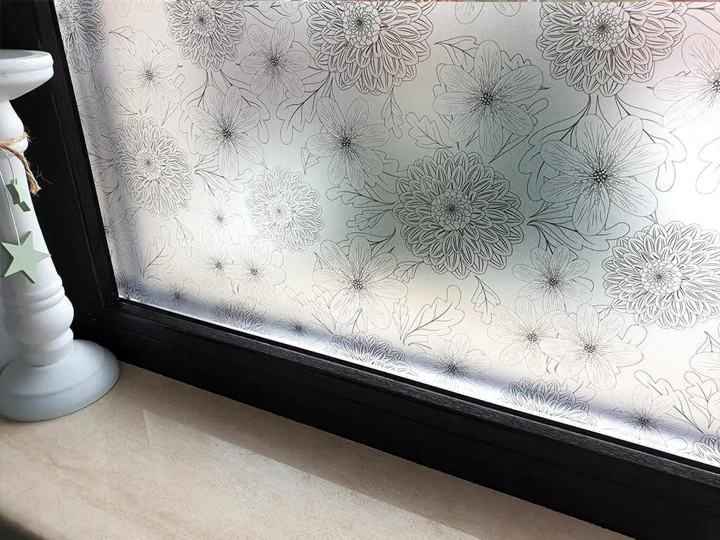 Folie geam autoadezivă Demetra, Folina, model floral, 100 cm lăţime