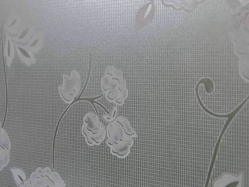 Folie geam autoadezivă Agata, Folina, imprimeu floral, alb, lățime 90 cm