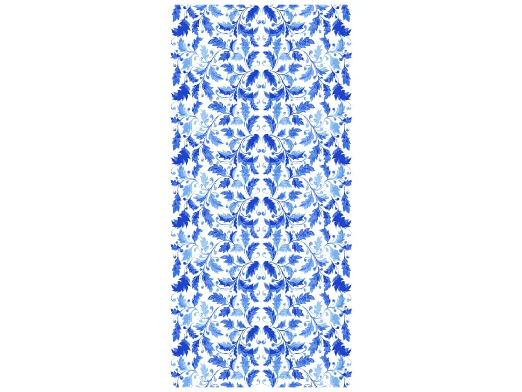 Folie sablare cu model frunze albastre, Folina, pentru uşi din sticlă, rolă de 100x210 cm