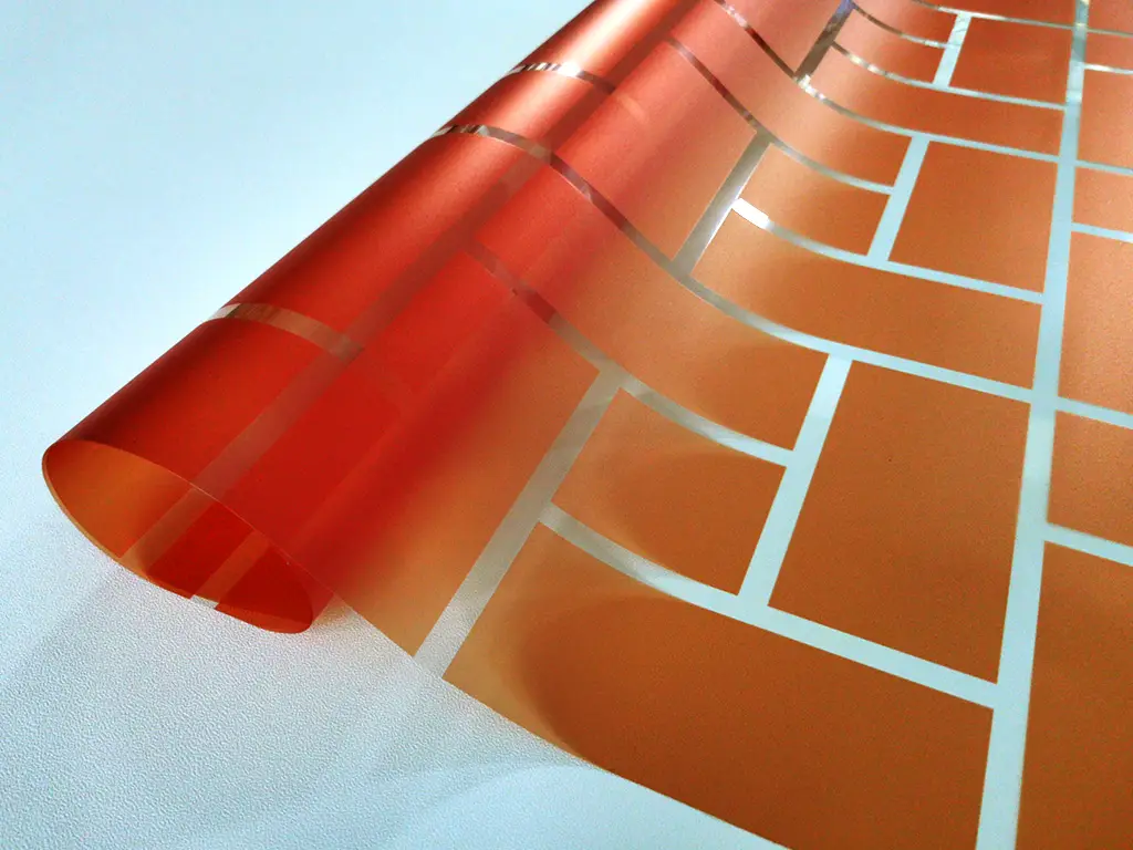 Folie geam autoadezivă, Folina, model geometric oranj. 120 cm lăţime