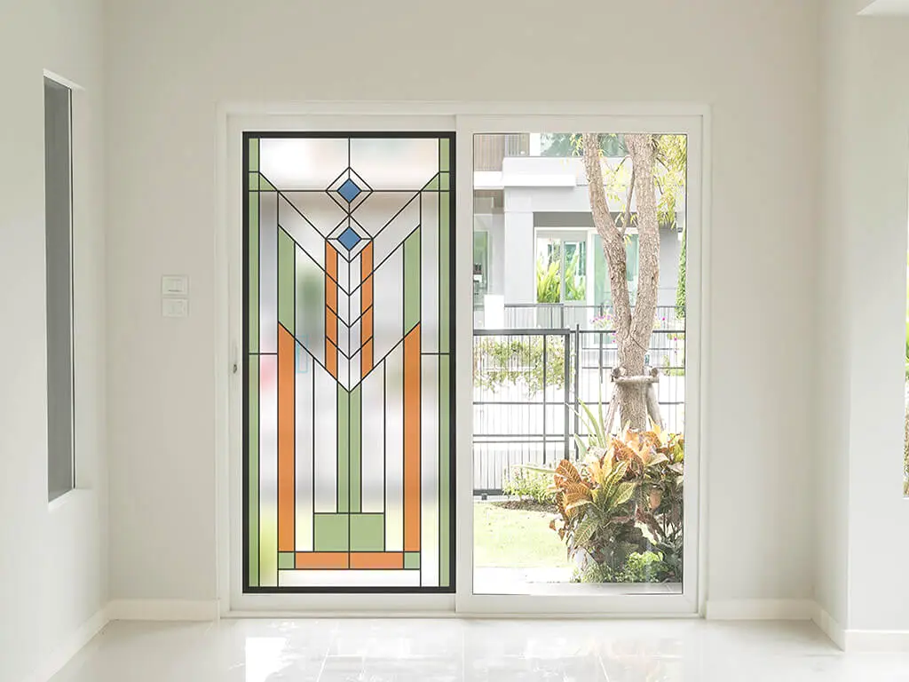 Folie sablare decorativă Braga, Folina, vitraliu multicolor pentru uşi din sticlă, rolă de 100x210 cm
