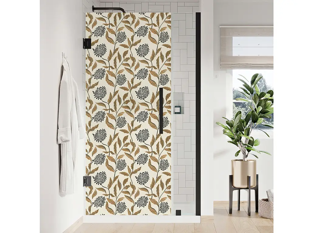 Folie geam cabină duș, Folina, sablare cu model fructe de soc, rolă de 100x210 cm